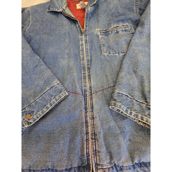 Eddie Bauer Men's Detroit Style Denim Jacket with Red Suede Lining Size Medium - Picture 2 of 9